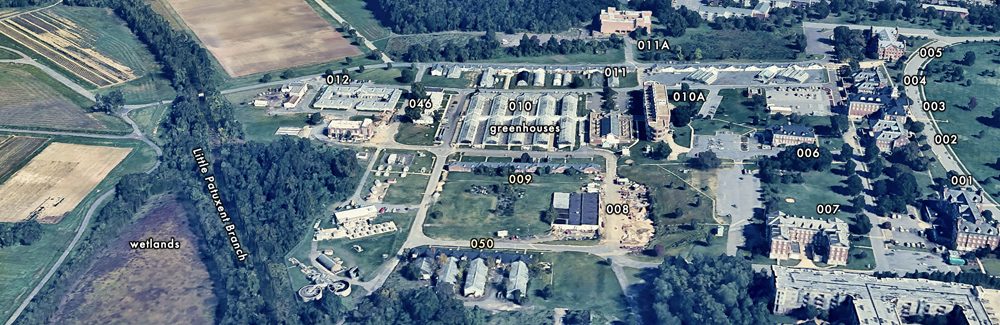 Areal view of the BARC North Farm. Credit: Google Earth.